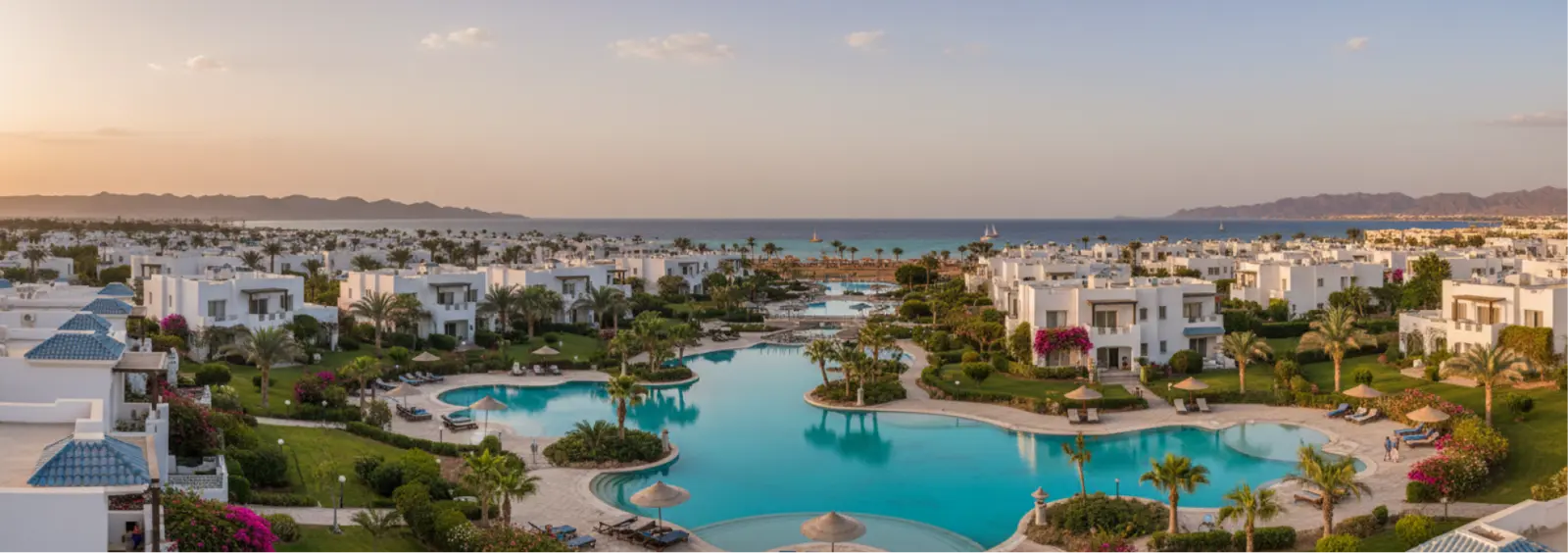 Aerial view of El Gouna and Sahl Hasheesh coastline