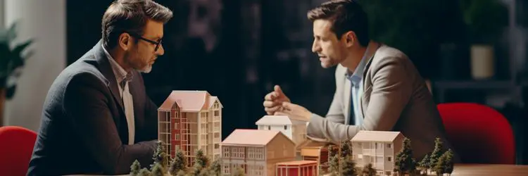 Property sales consultation with keys and handshake